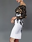 billige Cocktailkjoler-skede/søjle cocktail sort kjole elegant kjole efterår brudekjole til mor colorblock te længde lange ærmer off shoulder stretch stof med applikationer 2024