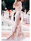 cheap Wedding Dresses-Beach Wedding Dresses in Color Boho Wedding Dresses Mermaid / Trumpet Scoop Neck Long Sleeve Court Train Lace Bridal Gowns With Appliques 2024