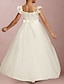 cheap Flower Girl Dresses-A-Line Floor Length Flower Girl Dress First Communion Cute Prom Dress Tulle with Ruffles Elegant Fit 3-16 Years