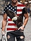 billige flag-Herre Skjorte T-shirt T-Shirts nødlidende t-shirt Grafisk Amerikansk flag Uafhængighedsdagen Nationalflag Rund hals Hvid Gul Vin Rød Blå 3D-udskrivning Plusstørrelser Afslappet Daglig Kortærmet Tøj