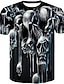 tanie czaszka i kość-Męskie Podkoszulek koszula halloweenowa Graficzny Czaszka 3D Okrągły dekolt Czarny Niebieski Jasnoszary Ciemnoszary Szary Druk 3D Puszysta Codzienny Krótki rękaw Nadruk Odzież