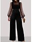 cheap Women&#039;s Jumpsuits-Women&#039;s Jumpsuit Polka Dot Stand Collar Elegant Party Prom Straight Regular Fit Long Sleeve Black S M L Winter