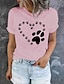 billige T-shirts til kvinde-Dame T-shirt Bourgogne-T-shirt 100 % bomuld Grafisk Hund Bogstaver Trykt mønster Daglig Ferie Weekend Basale Kortærmet Rund hals Sort