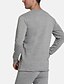 cheap Pajamas-Men&#039;s Thermal Underwear Sleepwear Thermal Set Pure Color Basic Fashion Comfort Home Polyester Warm Crew Neck Long Sleeve Pant Elastic Waist Winter Fall Black Light gray