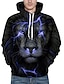 cheap Men&#039;s Pullover Hoodies-Men&#039;s Hoodie Denim Blue Black Blue Purple Orange Hooded Animal Lion 3D Print Weekend 3D Print Plus Size Active Fall Winter Clothing Apparel Hoodies Sweatshirts  Long Sleeve Loose Fit