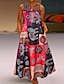 Χαμηλού Κόστους Plus Size Maxi Φορέματα-Γυναικεία Μεγάλα Μεγέθη Φόρεμα διακοπών Στάμπα Λαιμόκοψη V Στάμπα Αμάνικο Άνοιξη Καλοκαίρι Βίντατζ Καθημερινό Μακρύ φόρεμα Καθημερινά Διακοπές Φόρεμα