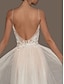 cheap Wedding Dresses-Beach Open Back Wedding Dresses A-Line V Neck Sleeveless Floor Length Lace Bridal Gowns With Embroidery 2023