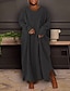 cheap Plus Size Casual Dresses-Women‘s Plus Size Casual Dress Caftan Dress Solid Color V Neck Long Sleeve Winter Fall Basic Casual Maxi long Dress Daily Vacation Dress