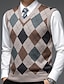 cheap Men&#039;s Pullover Sweater-Men&#039;s Sweater Sweater Vest Pullover Ribbed Knit Knitted Color Block V Neck Modern Contemporary Leisure Work Daily Wear Clothing Apparel Sleeveless Winter Spring &amp;  Fall Camel Wine M L XL