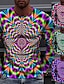 cheap Geometrical-Men&#039;s T shirt Tee Optical Illusion Crew Neck Red Blue Green Rainbow 3D Print Outdoor Street Long Sleeve Print Clothing Apparel Sports Fashion Sportswear Casual