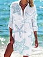 preiswerte Blusen und Hemden für Damen-Damen Hemd Bluse Graphic Blatt Tier Festtage Bedruckt Hellgrün Langarm Strassenmode Hawaiianisch Brautkleider schlicht V Ausschnitt Frühling Herbst