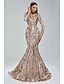 cheap Evening Dresses-Mermaid / Trumpet Evening Gown Elegant Dress Carnival Formal Court Train Long Sleeve V Neck African American Lace with Sequin 2024