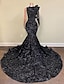 cheap Evening Dresses-Mermaid Party Dress Evening Gown Sparkle &amp; Shine Dress Engagement Formal Evening Court Train Long Sleeve One Shoulder Sequined with Sequin 2024
