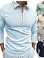 cheap Long Sleeve Polo-Men&#039;s Collar Polo Shirt T shirt Tee Golf Shirt Fashion Sportswear Casual Winter Long Sleeve Navy-blue Blue khaki Light Green Gray Solid Color Collar Outdoor Street Zipper Clothing Clothes Cotton