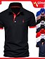 cheap Classic Polo-Men&#039;s Collar Polo Shirt T shirt Tee Golf Shirt Fashion Streetwear Sportswear Summer Short Sleeve Black / Red Royal Blue Red Navy Blue Gray White Striped Collar Outdoor Street Zipper Print Clothing