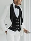 billiga Tuxedo kostymer-svarta vinröda balkräkter för män fest bröllop smoking 3-delad sjalkrage enfärgad plus size standard passform enkelknäppt enknapps 2024