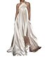 cheap Party Dresses-Women‘s Party Dress Stain Maxi long Dress White Black Yellow Sleeveless Pure Color Ruched Spring Summer Halter Neck Elegant Party 2022 S M L XL 2XL 3XL