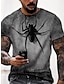 お買い得  動物とマペット-男性用 Tシャツ 動物 クモ ラウンドネック クリーム色 リネン ブラック ライトグレー ダックグレー 3Dプリント プラスサイズ 日常 半袖 プリント 衣類 ベーシック デザイナー カジュアル 大きくて背が高い