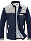 cheap Men&#039;s Downs &amp; Parkas-men&#039;s contrast stand collar button down quilted jacket (large, navy-grey)