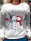 cheap Sweatshirts-Women&#039;s Sweatshirt Pullover Streetwear Blue Dark Blue Brown Graphic Floral Christmas Round Neck Long Sleeve S M L XL 2XL 3XL