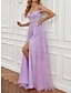 Χαμηλού Κόστους Φορέματα Χορού Αποφοίτησης-Φόρεμα για πάρτι σε γραμμή χορού διαφάνεια φόρεμα επίσημο σκούπισμα χορού / βούρτσα τρενάκι αμάνικο τούλι αγάπης εξώπλατο με απλικέ με σχισμή χάντρες 2024