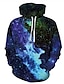 levne Pánské mikiny s kapucí-pánské unisex mikiny mikiny pulovry ležérní 3D tisk grafika fialová modrá galaxie hvězdná obloha dlouhý rukáv