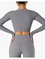 cheap Yoga Sets-Women&#039;s Yoga Top Yoga Suit Crop Top Thumbhole Solid Color Black Dark Navy Yoga Fitness Gym Workout Spandex Tee Tshirt Crop Top Long Sleeve Sport Activewear Stretchy Tummy Control Butt Lift Breathable