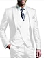 cheap Suits-White Dark Blue Men&#039;s Wedding Party Suits 3 Piece Solid Colored Standard Fit Single Breasted One-button 2024
