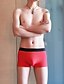 abordables Sous-vêtements pour hommes-Homme 3 paquet Caleçons Culotte basique Sous-vêtements boxeurs Capitale Respirable Doux Couleur monochrome Taille médiale Noir Rouge