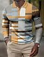 cheap 3D Polo-Men&#039;s Polo Shirt Golf Shirt Striped Graphic Prints Geometry Turndown White Blue Purple Orange Gray 3D Print Outdoor Street Long Sleeve Button-Down Print Clothing Apparel Fashion Designer Casual Soft