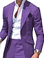 cheap Suits-White Red Purple Men&#039;s Prom Suits Wedding Suits Solid Colored 2 Piece Plus Size Standard Fit Single Breasted One-button 2024