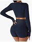 cheap Yoga Sets-Women&#039;s Yoga Top Yoga Suit Crop Top Thumbhole Solid Color Black Dark Navy Yoga Fitness Gym Workout Spandex Tee Tshirt Crop Top Long Sleeve Sport Activewear Stretchy Tummy Control Butt Lift Breathable