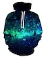 Χαμηλού Κόστους Ανδρικά πουλόβερ φούτερ-ανδρικό φούτερ με κουκούλα πουλόβερ πουλόβερ casual 3d print γραφικό μωβ μπλε γαλαξίας έναστρος ουρανός μακριά μανίκια