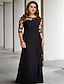 cheap Plus Size Mother of the Bride Dresses-A-Line Plus Size Curve Mother of the Bride Dresses Elegant Dress Formal Wedding Guest Floor Length Half Sleeve Jewel Neck Chiffon with Pleats Ruched Appliques 2024