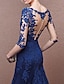 זול שמלות ערב-בתולת ים \ חצוצרה שמלות ערב אלגנטית שמלה רשמי אורחת חתונה עד הריצפה חצי שרוול צווארון V טול עם כפתורים אפליקציות 2024