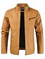 cheap Men’s Furs &amp; Leathers-Mens Fashion Leather Jacket Slim Fit Stand Collar PU Jacket Male Anti-wind Motorcycle Lapel Diagonal Zipper Jackets