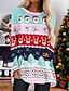 cheap T-shirts &amp; Blouses-Women&#039;s T shirt Tee Light Blue Santa Claus Christmas Tree Print Long Sleeve Christmas Weekend Basic Round Neck Long Painting S