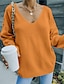 cheap Sweaters-Women&#039;s Pullover Sweater Jumper Ribbed Knit Knitted V Neck Pure Color Outdoor Daily Stylish Casual Winter Fall Blue Orange S M L