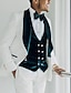 billiga Tuxedo kostymer-svarta vinröda balkräkter för män fest bröllop smoking 3-delad sjalkrage enfärgad plus size standard passform enkelknäppt enknapps 2024