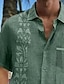 abordables Camisa hawaiana para hombre-Hombre Camisa camisa hawaiana Floral Estampados Cuello Vuelto Amarillo Verde Trébol Gris + azul Negro + Negro Azul + azul Impresión 3D Exterior Calle Manga Larga Estampado Abotonar Ropa Lino Moda