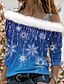 cheap Blouses-Women&#039;s Blouse Shirt Green Blue Purple Snowflake Off Shoulder Print Long Sleeve Christmas Streetwear Casual Off Shoulder Regular S