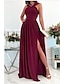 cheap Prom Dresses-A-Line Prom Dresses Sexy Dress Formal Wedding Guest Floor Length Sleeveless Halter Neck Bridesmaid Dress Chiffon with Ruched Slit 2024