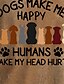 preiswerte T-Shirts für Damen-Damen T Shirt Kaki Katze Hund Bedruckt Langarm Täglich Ausgehen Aktiv Vintage Strassenmode V Ausschnitt Standard Übergröße XL