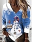 cheap Hoodies &amp; Sweatshirts-Women&#039;s Sweatshirt Pullover Streetwear Maroon Green Black Graphic Christmas V Neck Long Sleeve S M L XL 2XL 3XL