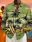 cheap Men&#039;s Printed Shirts-Men&#039;s Shirt Coconut Tree Graphic Prints Turndown Blue Purple Green 3D Print Outdoor Street Long Sleeve Button-Down Print Clothing Apparel Fashion Hawaiian Designer Casual
