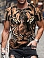 cheap Animal &amp; Muppets-Tiger Casual Mens 3D Shirt | Brown Summer Cotton | Men&#039;S Unisex Tee Animal Graphic Prints Crew Neck 3D Daily Holiday Short Sleeve Clothing Apparel Designer