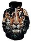 cheap Men&#039;s Pullover Hoodies-Men&#039;s Hoodie Green Camel Rainbow Brown Beige Hooded Tiger Animal Patterned 3D Holiday 3D Print Plus Size Basic Clothing Apparel Hoodies Sweatshirts