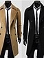 baratos Trench coat masculino-Homens Casaco de inverno Peacoat O negócio Casual Inverno Poliéster Térmico / Quente Jaqueta Corta-Vento agasalhos Roupa Negócio Clássico