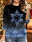 cheap Hoodies &amp; Sweatshirts-Women&#039;s Christmas Sweatshirt Pullover Streetwear Green Blue Purple Snowflake Christmas Round Neck Long Sleeve S M L XL 2XL 3XL