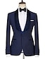 abordables Costumes pour hommes-Smokings pour hommes en velours de couleur unie, noir, bleu royal, beige, 3 pièces, 2024